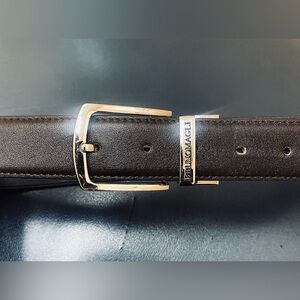 Bruno Magli Dark Brown Genuine Leather Belt with Silver Tone Buckle